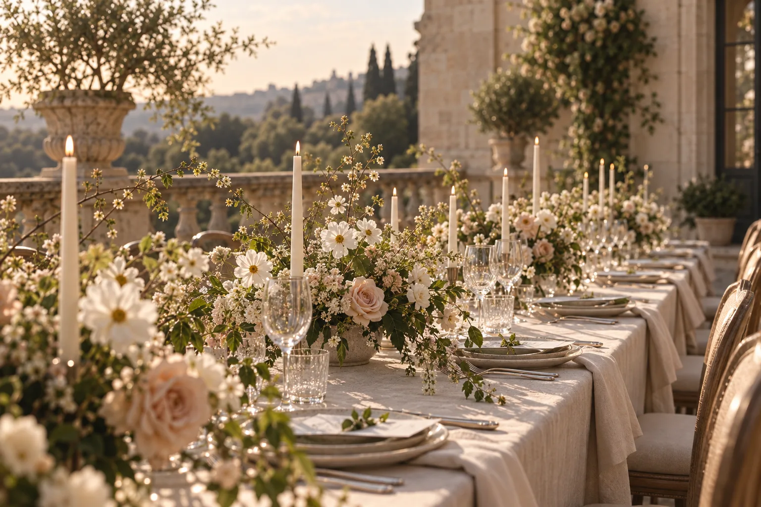 Table de réception et compositions florales